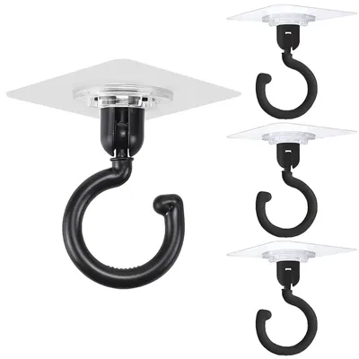 Image de Crochets de plafond autocollants ultra-résistants – Lot de 4 crochets de plafond autocollants transparents, sans perçage, crochets muraux résistants à l'eau pour la salle de bains, la cuisine, le bureau et la chambre à coucher