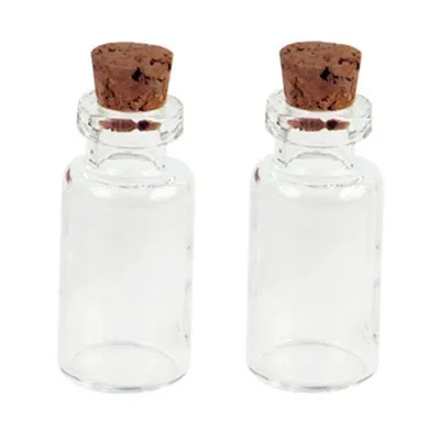 Produktbild von 2 Mini Glasflaschen mit Korkverschluss für Dekorationen, Gewürze und Edelsteine