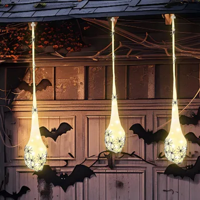 Productafbeelding van Lichtgevende spinneneierzakken - Set van 3 - Verlichte spinneneierzakken - Halloween - Halloween-decoratie - Oplichtend