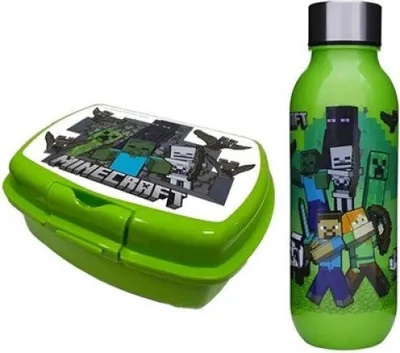 Produktbild von Minecraft Gamer 2 tlg Set Brotdose Trinkflasche 640 ml