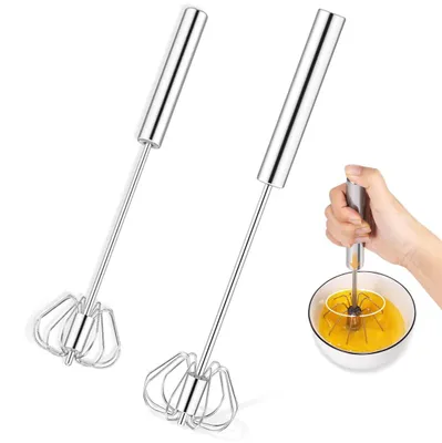 Productafbeelding van Famanu – Set van 2 semi-automatische garde(s), roestvrijstalen garde(s) van 30 cm en 35,5 cm, ideaal voor het opkloppen van slagroom en het roeren