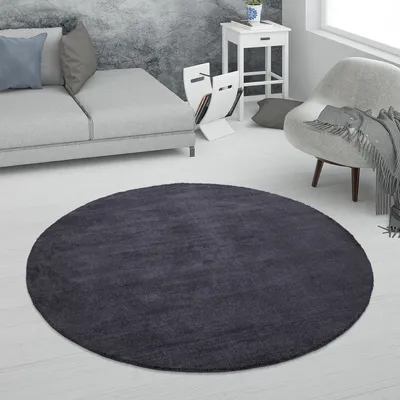 Produktbild von Teppich Wohnzimmer Kurzflor Handgewebt Modernes Einfarbiges Muster Weich Grösse 120 cm Rund