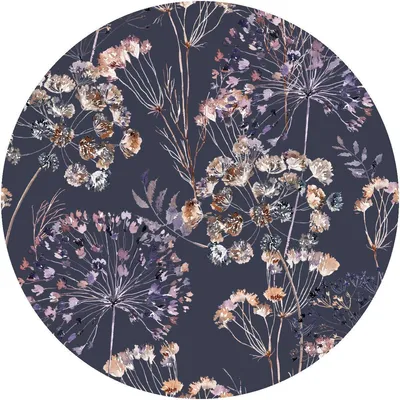 Immagine prodotto di Carta da parati in tessuto non tessuto preincollata, quadri murali di grandi dimensioni – Quadro murale vintage con fiori di campagna, acquerello dai toni scuri – 90 x 90 cm