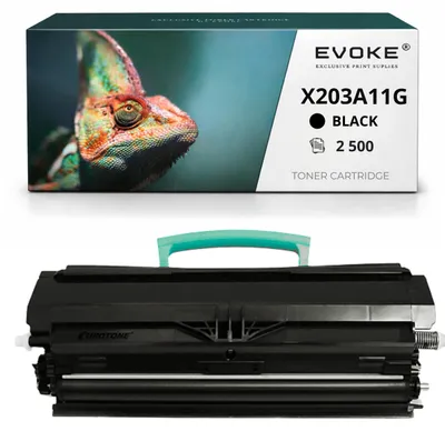 Immagine prodotto di Cartucce compatibili Evoke per stampante Lexmark X-203 / X-204 X203A11G, colore nero, resa di 2.500 pagine, compatibili con i modelli X203N e X204N, Immagine generata dall'IA