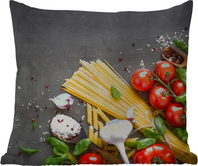 Produktbild von MuchoWow® Outdoor Kissen - Nudeln - Kräuter - Tomate - Gewürze - Rustikal - 40x40 cm - Wetterfest - Lounge Kissen - Kopfkissen - Interieur - Polster mit Bild
