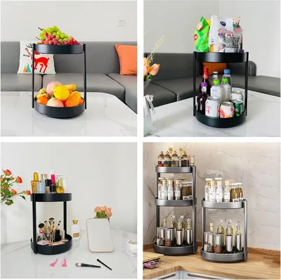 Produktbild von Roterendes Kräuterregal 2 Ebenen - Drehbarer Make-up-Organizer für Küche und Badezimmer