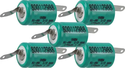 Produktbild von vhbw 5x Akku Ersatz für 1/3AAA für Modellbau (170mAh, 1,2V, NiMH, mit Lötfahne (U))
