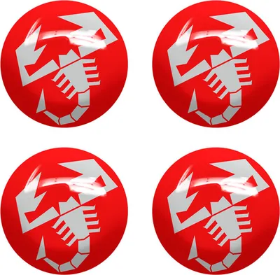 Obrázok produktu pre Abarth 3D nálepka, oficiálny červený skórpion, priemer 9 mm, 4 kusy