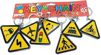Immagine prodotto di Portachiavi in plastica con cartello stradale (12 pezzi)