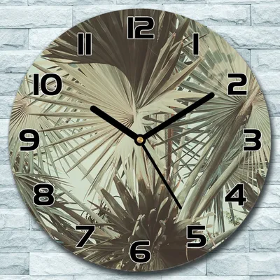 Produktbild von Wanduhr aus Glas Rund fi 30 Tropischer Busch Quarz Deko Schlafzimmer Büro