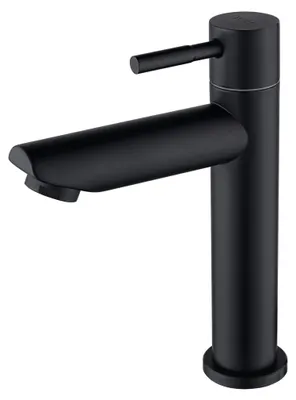 Image de Robinet de lavabo à eau froide, robinet de lavabo à eau froide pour toilettes, robinet avec un bec de 100 mm de hauteur en acier inoxydable noir mat