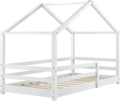 Imagen del producto de Cama infantil And OutdoorMatch Randi - Cama tipo casita - Con barandilla de protección - 80x160 - Blanca - Pino - Para niñas - Para niños - Para bebés