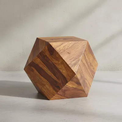 Produktbild von Couchtisch 57 x 42,5 x 57 cm Sheesham Massivholz Sofatisch Modern, Wohnzimmertisch in Diamantform, Holztisch Massiv Wohnzimmer, Echtholz Tisch
