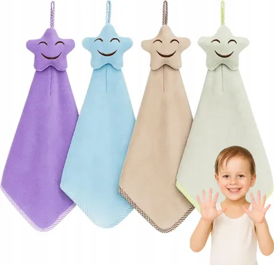 Produktbild von 4er Set Kinder Handtücher 30x30 – kleine Waschlappen für Hände & Gesicht, ideal für Kindergarten & Zuhause