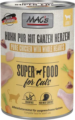 Produktbild von MAC's CAT HUHN M. GANZEN GEFLÜGELHERZEN, Adult, jede Rasse, Huhn, Geflügel, 400 g