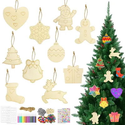 Holz-Anhänger zum Bemalen, Weihnachtsdeko, 326 Stück
