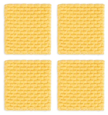 Produktbild von Knit Factory Gestrickte Glasuntersetzer Block - Ecru/Gold - 10x10 cm