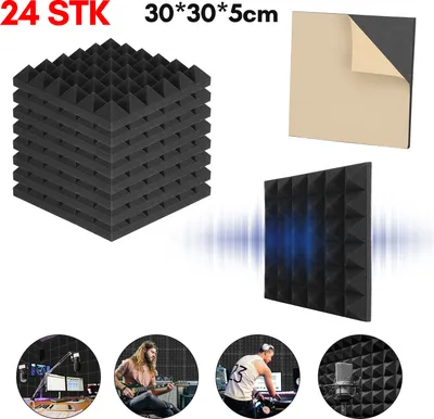 Produktbild von Pyramídová pena - samolepiaca (30x30x 5 cm) Akustická pena - samolepiaca - zvukovoizolačné rohože na účinnú akustickú izoláciu