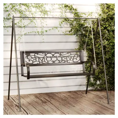 Produktbild von Gartenschaukelbank 125 cm aus Stahl und Kunststoff in Schwarz