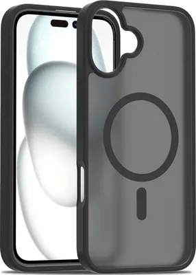 Image de Coque magnétique pour iPhone 16 Plus, compatible MagSafe, dos translucide mat, résistant aux chocs Noir
