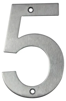 Hausnummer Edelstahl silber, 10 cm, zum Schrauben, Nr. 5
