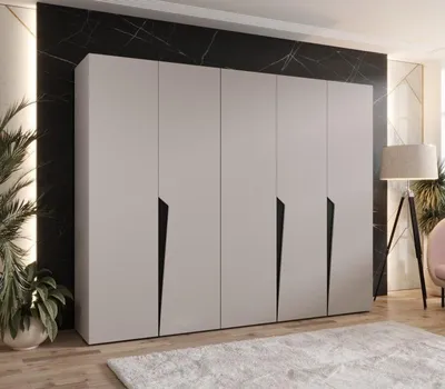 Obrázek produktu pro Široká šatní skříň 250 cm SORAYA 1 - kašmír / černé úchyty