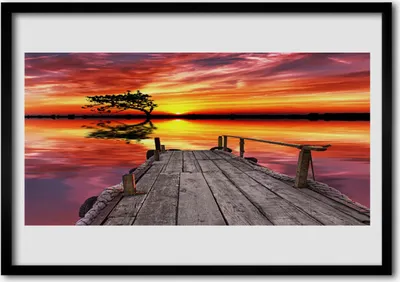Produktbild von Bild 70x50 MDF-Rahmen Wandkunst See Pier Architektur