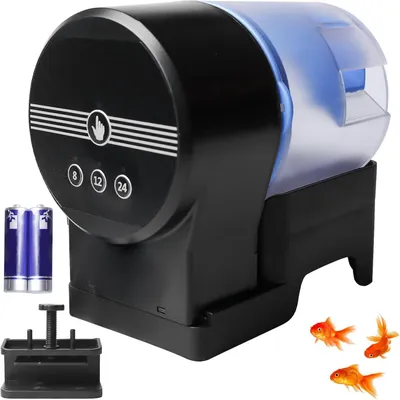Produktbild von Automatischer Fischfutterautomat: 1 automatischer Fischfutterautomat aus Kunststoff, USB-aufladbar und batteriebetrieben, feuchtigkeitsbeständig, für