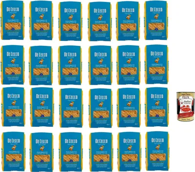 Produktbild von De Cecco Penne rigate N°41, 100% Italienisch Pasta Nudeln 24x 500g + Italian Gourmet Polpa 400g