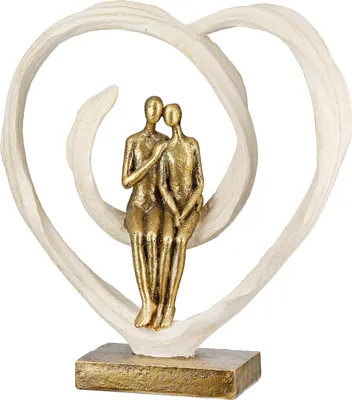 Produktbild von Gilde Skulptur, Herz, "Passion", Paarmotiv, Poly, creme, goldfarben, VE 2, L. 7 cm, B. 24.5 cm, H. 25 cm 55135 4063387551356
