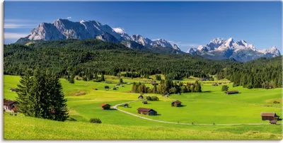 Produktbild von ARTland Leinwandbild Bayerisches Alpenpanorama Zugspitzblick Größe: 60x30 cm