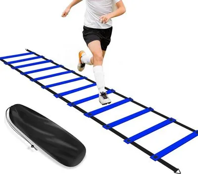 Produktbild von Unyqoos® Koordinationsleiter 12 Sprossen – verstellbare Trainingsleiter bis 6 m, Nylonbänder, bunt, Composite-Material für Fußball & Multisport