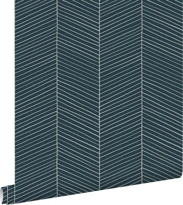 Zdjęcie produktu dla ESTAhome Tapeta motyw jodełki ciemnoniebieskim 53 cm x 10.05 m