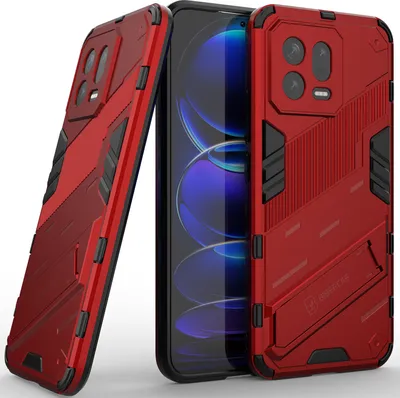 Produktbild von Armor Hülle für Xiaomi 13, Hybrid PC TPU Bumper Stoßfestes Schutzhülle mit Standfunktion Rot