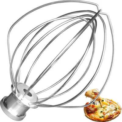 Produktbild von Drahtpeitschenaufsatz für KitchenAid K45WW, Edelstahl Schneebesen, Spülmaschinenfest, Für Eiweiß & Sahne, Zubehör für Standmixer
