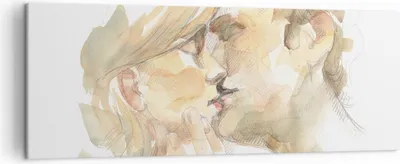 Produktbild von Bild auf Leinwand - Leinwandbild - Einteilig - Kuss Paar Liebe - 140x50cm - Wand Bild - Wanddeko - Wandbilder - Leinwanddruck - Bilder - Wanddekoration - Leinwand bilder - Wandbild - AB140x50-5005