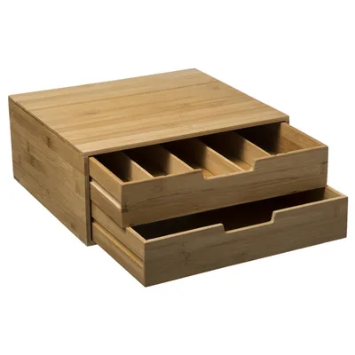 Immagine prodotto di 5five Simply Smart Kapselregal mit 2 Schubladen, Kaffeekapselhalter, Bambus, MDF, 34 x 31 cm, 179601