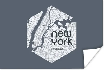 Produktbild von MuchoWow® Poster New York - Karte - Schwarz 120x80 cm - Bilder