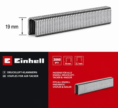 Produktbild von Einhell Klammern 3.000 Stk, 5,7 x 19 mm für Fixetto + Druckluft-Tacker