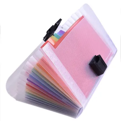 Productafbeelding van Uitbreidbaar mapje, formaat A6, 18 x 11 x 3 cm, in regenboogkleuren