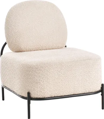 Produktbild von BELIANI Sessel Beige Stoff Metallgestell Schwarz ohne Armlehnen Modernes Design Loungesessel Clubsessel Stoffsessel für Wohnzimmer Schlafzimmer Flur