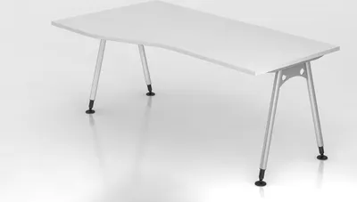 Produktbild von Schreibtisch Keijo | Weiß | BxT 180x100/80cm | Höhe 68-76cm | stufenlos höhenverstellbar | A-förmiges Rundrohrgestell Silber | Rechteckform
