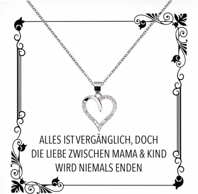 Produktbild von 22Feels Echt Silber Halskette - Mama Geschenk Geburtstag Muttertag Mutter Schmuck Set für Frauen - Herz Anhänger, Karte