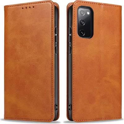 Produktbild von Handyhülle für Samsung Galaxy S20 FE Kunstleder Flip Cover Hülle Handytasche Case Kartenfach Farbe: Hellbraun
