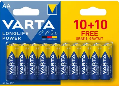 A package of Varta AA batteries with a promotional offer.
