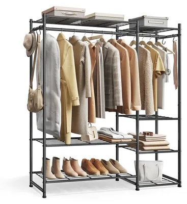 Imagen del producto de Armario abierto con 7 estantes y 2 barras para colgar ropa | Color  | 124,8 x 30 x 157,1 cm