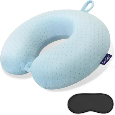 Immagine prodotto di Cuscino da viaggio a forma di U, realizzato in schiuma viscoelastica, compatto, leggero, ideale per i viaggi