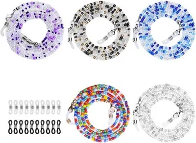 Image de Chaîne à lunettes avec porte-masque - 5 pièces - Convient aux adultes et aux enfants