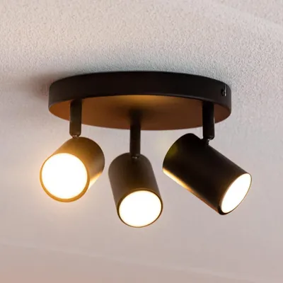 Produktbild von hoftronic LED-Deckenleuchte 35W 3-flammig GU10 Schwarz rund schwenkbar