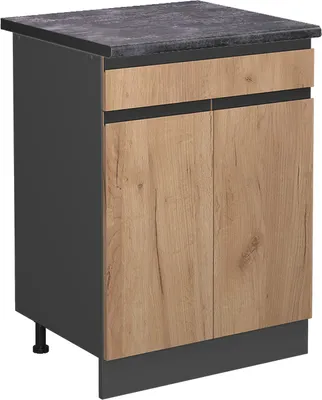 Produktbild von Küchenunterschrank Vicco R-Line Goldkraft Eiche 60 cm J-Shape, AP Anthrazit, Model 46274